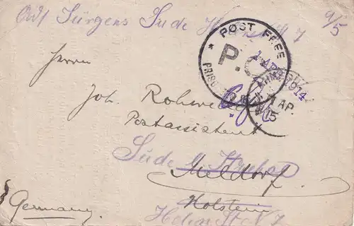 Kgf Post 1915: Indien Ahmednagar nach Deutschland nach Holstein