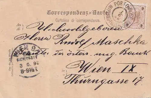 Carte de vue Côte Porto Rose près de Pirano vers Vienne 1898