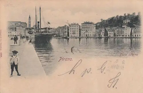Ansichtskarte Küstenland Porto Rose bei Pirano nach Wien 1898