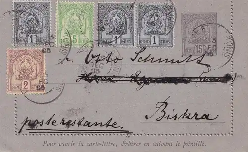 Tunesien: Kartenbrief 1905, postlagernd Biskra/Constantine