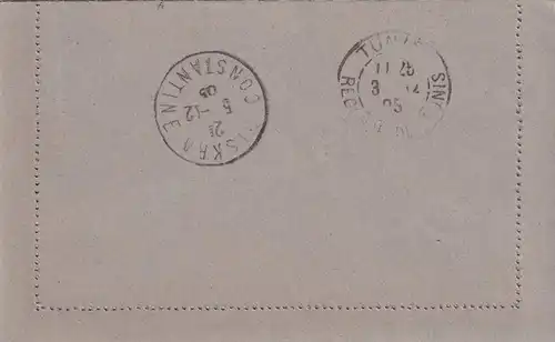 Tunisie: Lettre de carte 1905, post-stockeur Biskra/Constantine