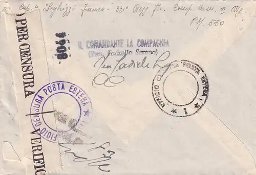 Posta Militare 1943 Nro 550 to Switzerland Basilea