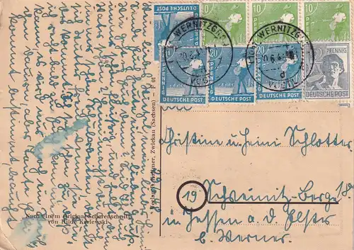 1948 Carte postale vert verdâtre (Wernitz)