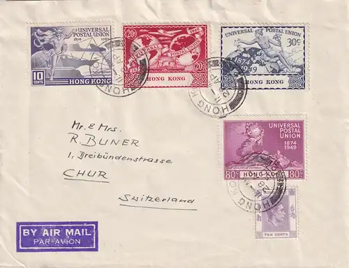 1950, air mail Hong Kong to Chur/Switzerland