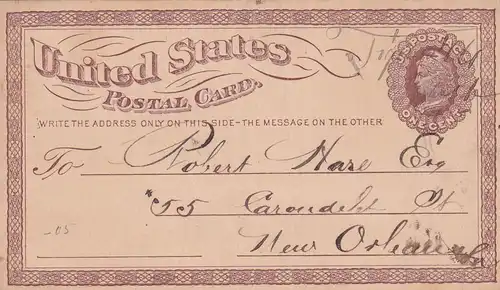 carte postale, hand writing cancel to New Orleans/Ca