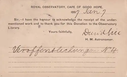 post card cape of good hope 1897 to Berlin