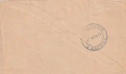 post card 1919, train-cancel used, Windoek to Grootfontein