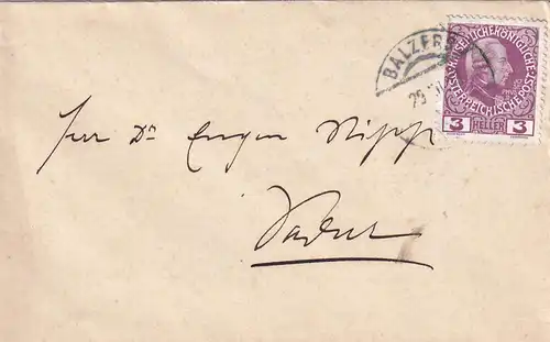 Brief aus Balzers nach Vaduz, Vorläufer, ca. 1911