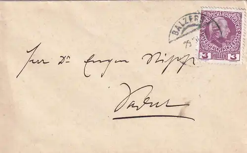 Lettre de Balzers à Vaduz, Précédent, vers 1911