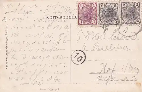 Ansichtskarte Saminatal 1907, MiNr. 120, 105, Vorläufer