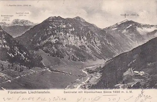 Ansichtskarte Saminatal 1907, MiNr. 120, 105, Vorläufer