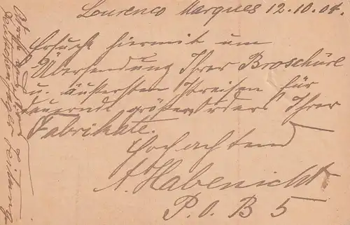 Post card Mocambique 1904 to Swinzemünde