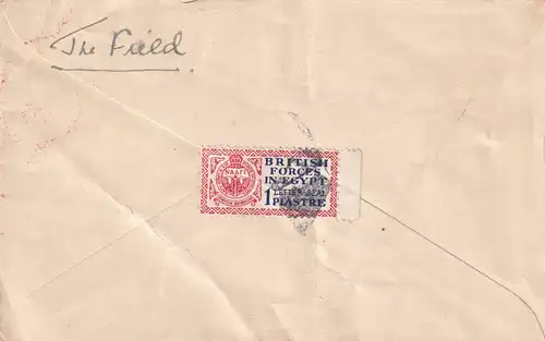 Egypt: British Forces 1938, Letter seal, Cairo-London, back: stamp