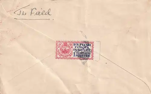 Egypt: British Forces 1938, Letter seal, Cairo-Londres, back: stamp