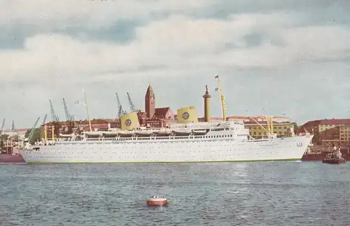 Post Card Swedish American Line: Gothenburg-New-York 1956 to Heidelberg