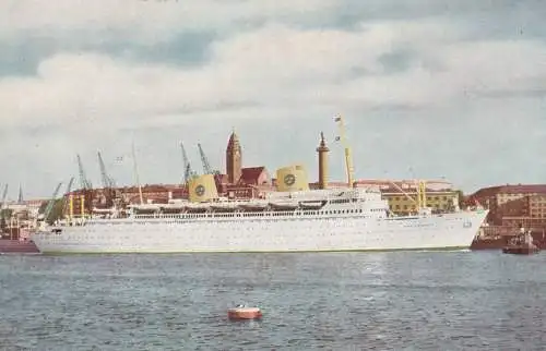 Post Card Swedish American Line: Gothenburg-New-York 1956 to Heidelberg