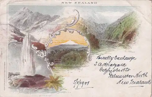 Post card Palmerston 1901 to France, Beziers, Geysiv