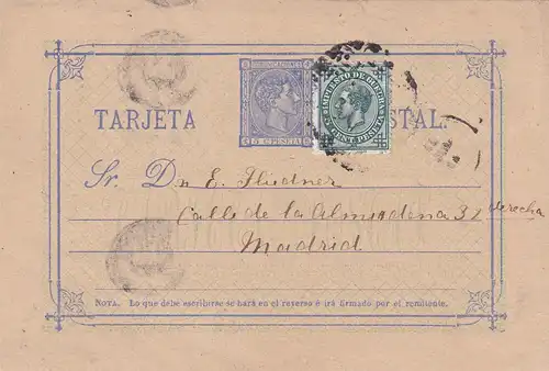 post card Valladolid to madrid, war tax stamp