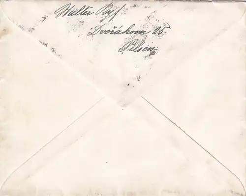 cover Pilsen to Oerlikon/Schweiz, Taxe 1925