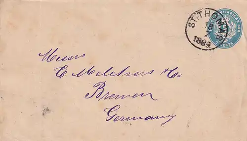 cover St. Thomas 1889 to Bremen