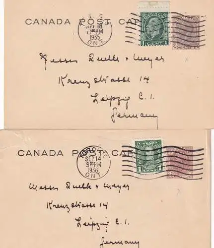 2x cover Library University Toronto 1935/36 to Leipzig