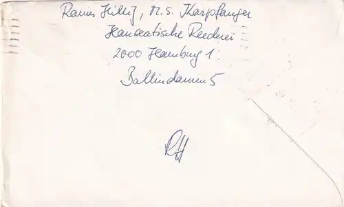 air mail Balboa Canal Zone 1963 to Heidelberg, sender MS Karpfangen
