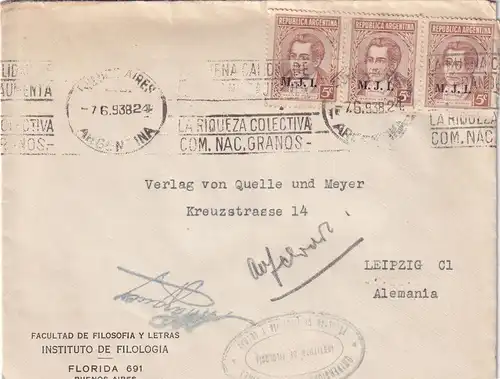 University Filosofia y letras, Buenos Aires 1938 to Leipzig