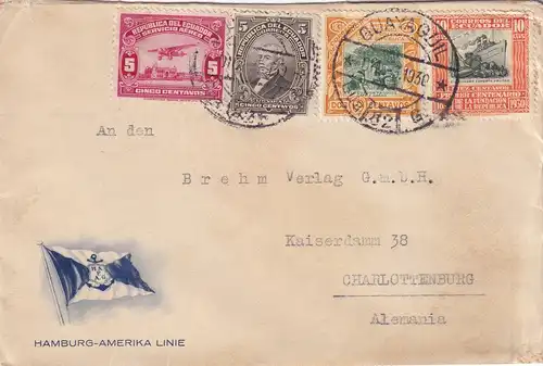 Hambourg Amérique Ligne: 1930 Quayaguil to Charlottenbug via S/S Spreewald