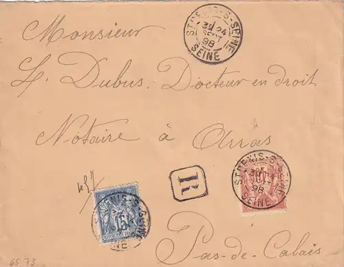 cover 1898 St. Denis s Seine to Pas-de-Calais 18 98