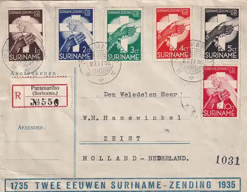 Registered Paramaribo 1938 to Zeist/NL