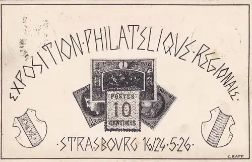 post card 1926, Strassbourg Exposition Philatelique