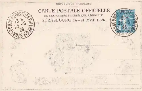 Post card 1926, Strasbourg Exposition Philatélique