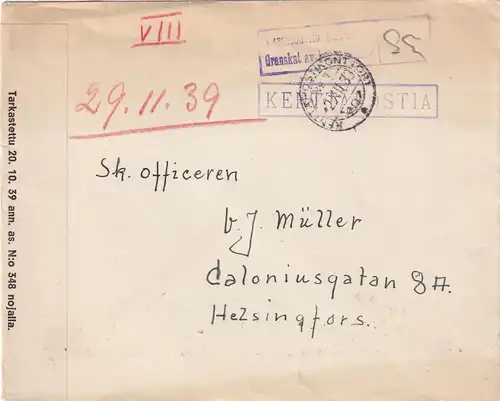Feldpostbrief 29.2.1939 von Finnland, dt. Soldat