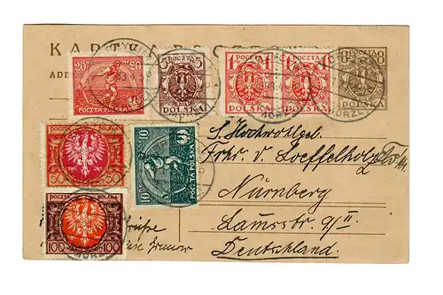 Grodek post card 1923 to Nürnberg