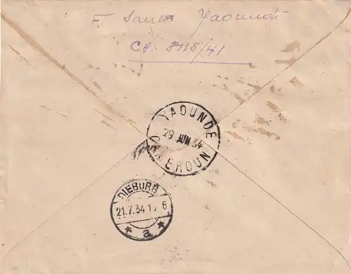 Cover Yaounde 1934 to Dieburg/Germany