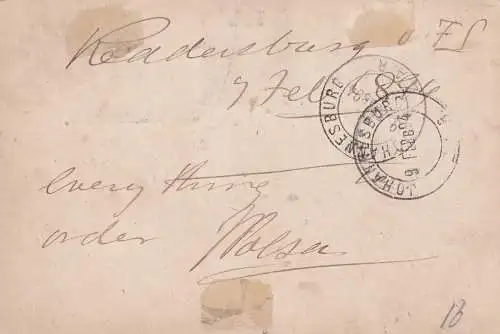 post card Oranje 1894 to Johannesburg