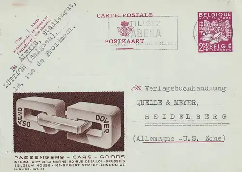 3x post card 1950/51/64 Liège/Geel/Liege to Heidelberg