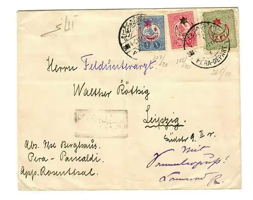cover 1916 Pera Panealdi to Leipzig, centor