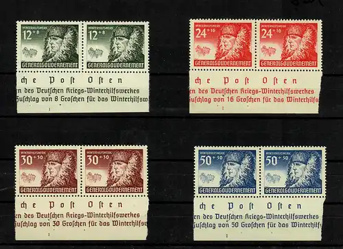 GG: MiNr. 59-62 postfrisch, **, Unterrand Paar mit Sektoren Nummer 1