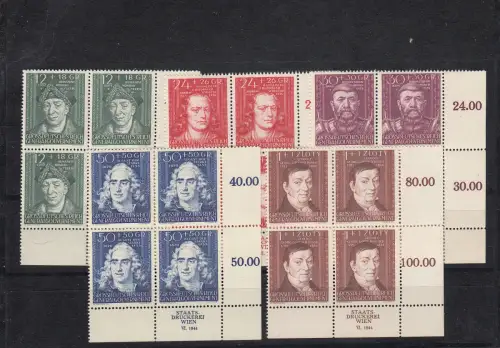 GG: Min. 120-124, frais de port, **, Eckrand Quaderblock VE4, imprimerie d'État