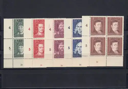 GG: Min° 120-124, frais, **, Eckrand Quaderblock VE3, secteur 2/1/1/1