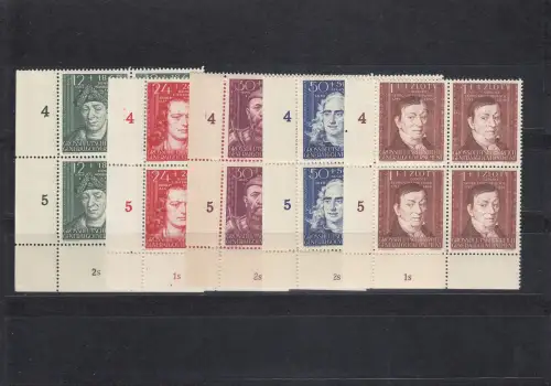 GG: MiNr. 120-124, postfrisch, **, Eckrand Viererblock VE3, versch. SektorenNr.