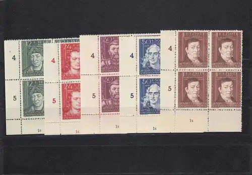 GG: MiN° 120-124 post-fraîchissement Eckrand Quadruple VE3, secteurs uniformesNuméro 1s