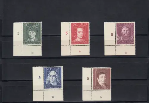 GG: MiNr. 120-124 postfrisch Eckrand E3: einheitliche Sektorennummer 1s
