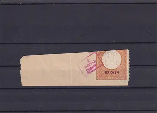 Verschlussmarke DPost 4, Ausschnitt auf Einlieferungsschein mit Zahlkarte