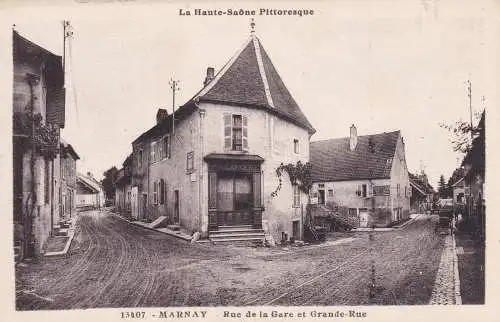 post card Marnay: Rue del al Gare et Grande rue