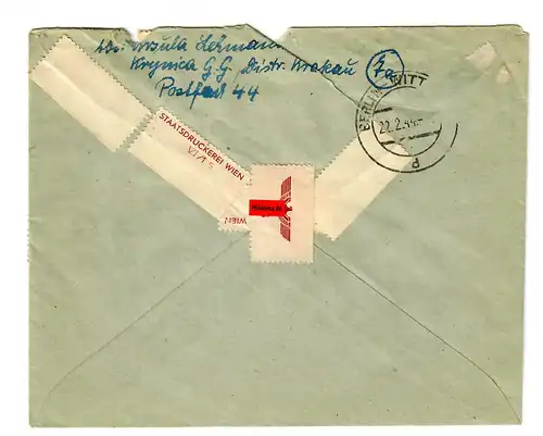 KLV: Lettre R de Krynica 1944, GG/Lager par boîte postale à Berlin-Wittenau