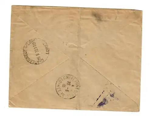 cover Préfecture du Loiret, simple Taxe Service Public 1924 to Chateauneuf/Loire