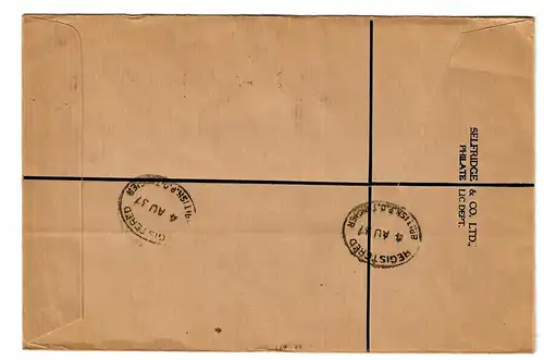 registered Tanger, FDC 1937: British P.O Tanger