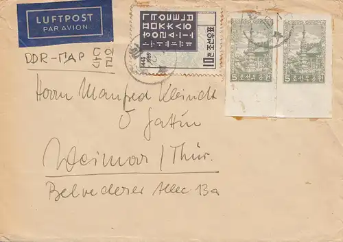 Corée 1959: air mail Hambourg to DDR - Weimar